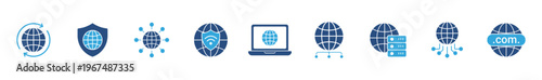 Global Technology Icon Set, Internet Network and Web Symbols, Vector Illustration