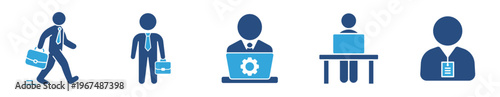 Business People Icon Set, Professional Worker and Office Symbols, Vector Illustration