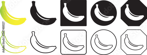 Modern banana icon color and black.