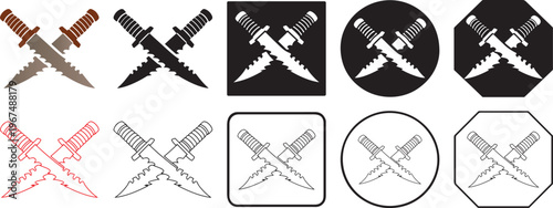 Kitchen knife icon color and black.