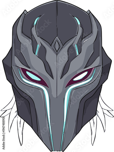 Futuristic Robotic Helmet with Glowing Eyes