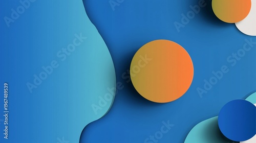 Colorful Abstract Shapes and Curves Create a Vibrant Design on a Dark Backgro...