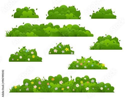 set of green trees and bushes