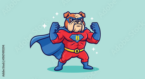 Mighty Bulldog Superhero Posing with Confidence.