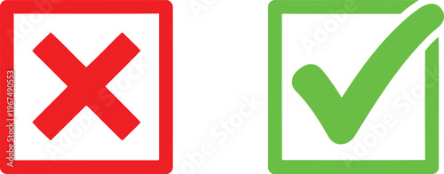 Visual representation of correct and incorrect indicators with check and cross marks Vector