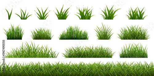 Big Grass Borders Set Isolated