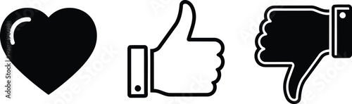 Classic social media reaction icons featuring like, love, and dislike gestures Vector