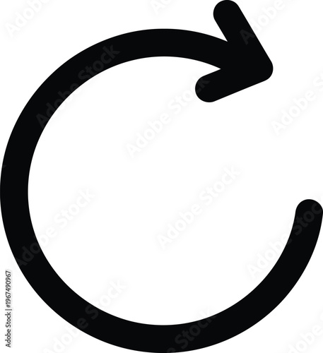 A bold arrow curving clockwise to indicate a continuous loop or cycle. Vector