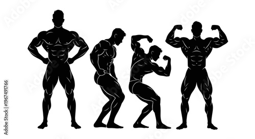 Bodybuilder Silhouettes Displaying Various Poses.