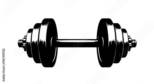 Dumbbell for weightlifting and strength training in a gym.