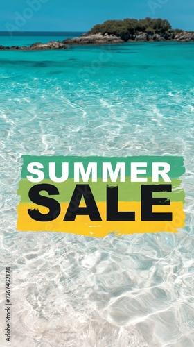 Summer Sale Announcement With Colorful Background and Tropical Flowers