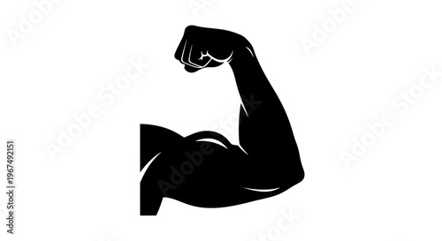 Strong Arm Flexing Bicep Muscle Silhouette.
