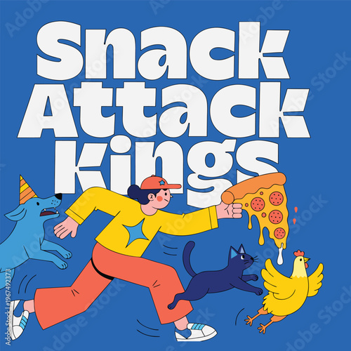 Snack Attack Kings – Bold Chunky Typography with Action Food Adventure