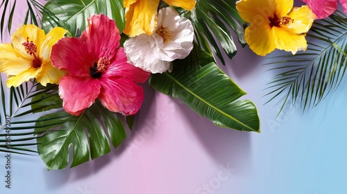 Colorful Flowers Surround a Blank Space for Text in a Design Layout for Vario...