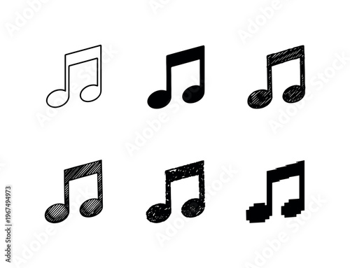 Single music note symbol representing melody rhythm and sound in songs compositions and audio recordings