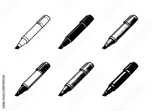 Permanent marker pen with chisel tip used for bold writing labeling and drawing on various surfaces  containing