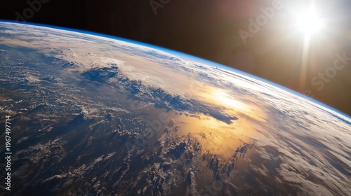 View of Earth From Space Showing North and Central America With Clouds in the...
