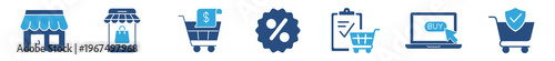 E-commerce Icon Set, Online Shopping and Retail Symbols, Vector Illustration