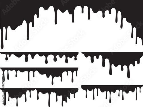 Dripping Artistry: Artistic design elements with flowing ink, capturing the essence of abstract paint dripping down from a smooth upper border. 