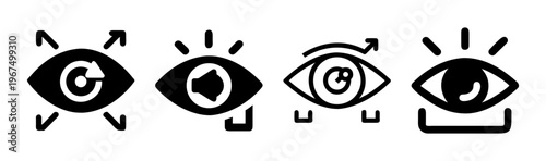 Collection of four eye icons illustrating brand awareness, focus, and visual engagement concepts.