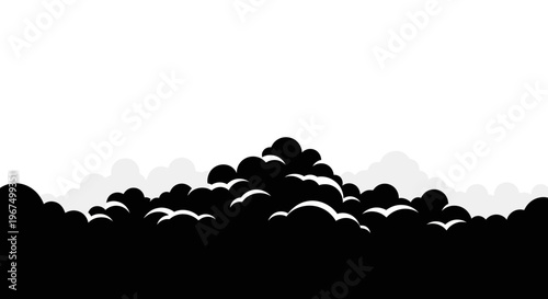 Abstract black and white cloudscape with stylized smoke or fog.