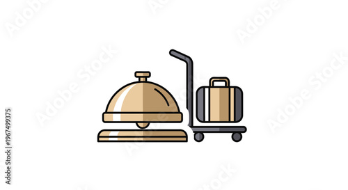 Hotel Service Cart with Bell and Luggage for Guest Accommodation