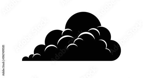 Dark cloud icon with sun behind it, simple weather symbol.