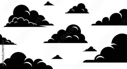 Dark clouds scattered across a bright white sky.