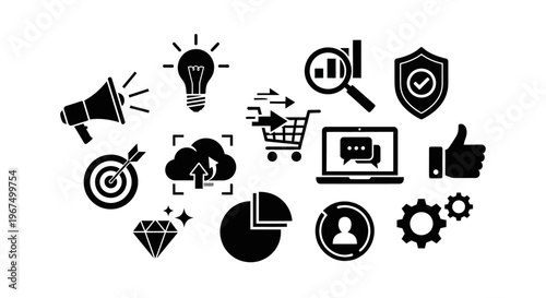 Digital Marketing and Business Strategy Icons Collection.