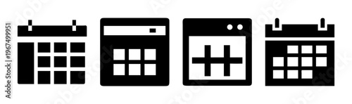 Collection of four calendar icons representing scheduling and event planning