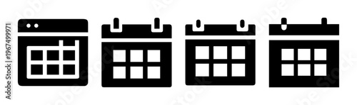 Group of four calendar icons for scheduling, planning, and event management