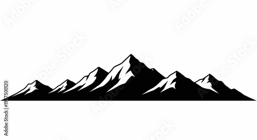Majestic Mountain Range Silhouette Vector Illustration.