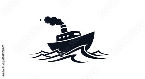 Small boat sailing on the ocean waves.