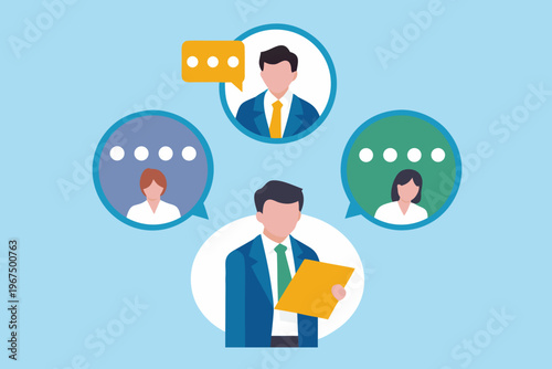 Virtual meeting with diverse professionals collaboration and communication concept