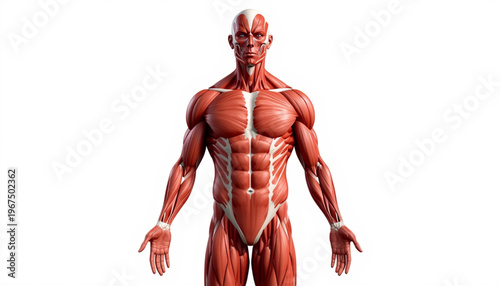 A detailed illustration of a muscular man with visible anatomy