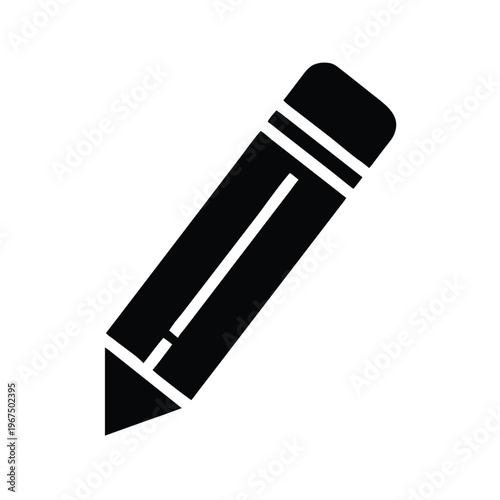 A black pencil with a white eraser is shown at an angle against a white background.