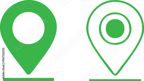 Green map pin solid and outline styles location marker