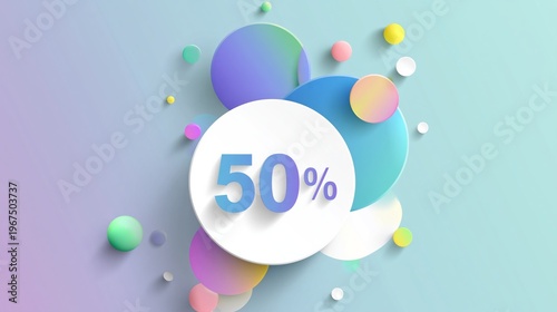 Colorful Shapes With a Percentage Display on a Light Background in a Modern D...