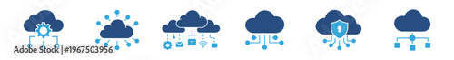 Cloud Computing Icon Set, Cloud Storage and Network Services Symbols, Vector Illustration