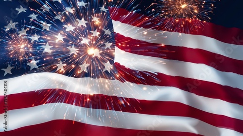 Waving American Flag With Stars and Stripes Displayed in Bright Colors During...