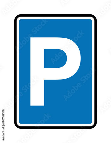 A classic blue parking traffic sign icon. This vector graphic symbolizes a designated parking area, perfect for transport, urban, and navigation themes. Clear and universal symbol.