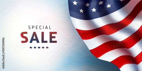 Special Sale With American Flag Elements During Promotional Event in Retail S...