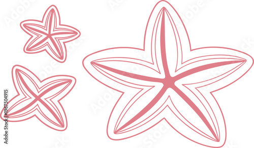 Pink outlined starfish shapes with smooth edges