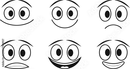 Minimal cartoon face with simple eyes and mouths cartoon faces minimal simple eyes