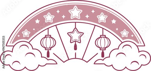 Photos Star festival badge with pink arch stars clouds and lanterns