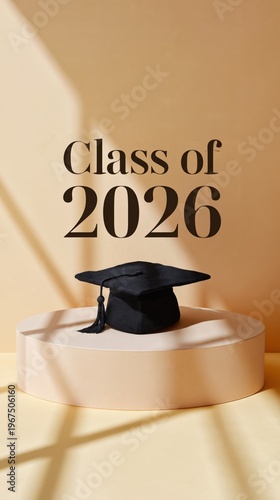 Celebration for the Class of 2026 With a Graduation Cap on a Display Stand