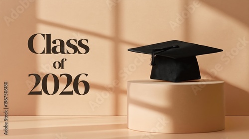 Students Celebrate Graduation With Cap and Sign for Class of 2026 in Bright R...