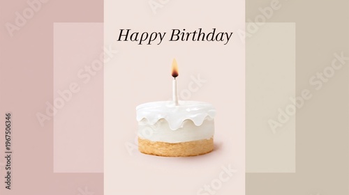 Birthday Cake With a Candle in a Simple Setting on a Light Background