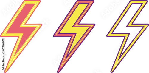 Neon style lightning bolt with glowing effect