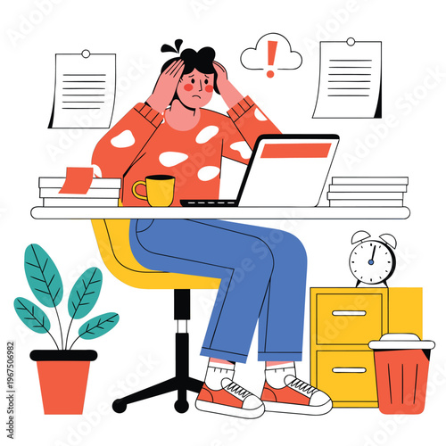 Stressed Person Working on Laptop – Work Pressure Concept